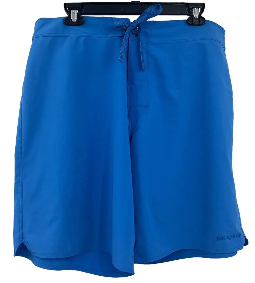 Patagonia Mens Hydropeak Board Swim Shorts 38 Blue Surf Beach Zip Back Pocket